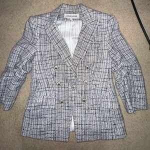 Veronica Beard Navy and White Tweed Ryland Blazer